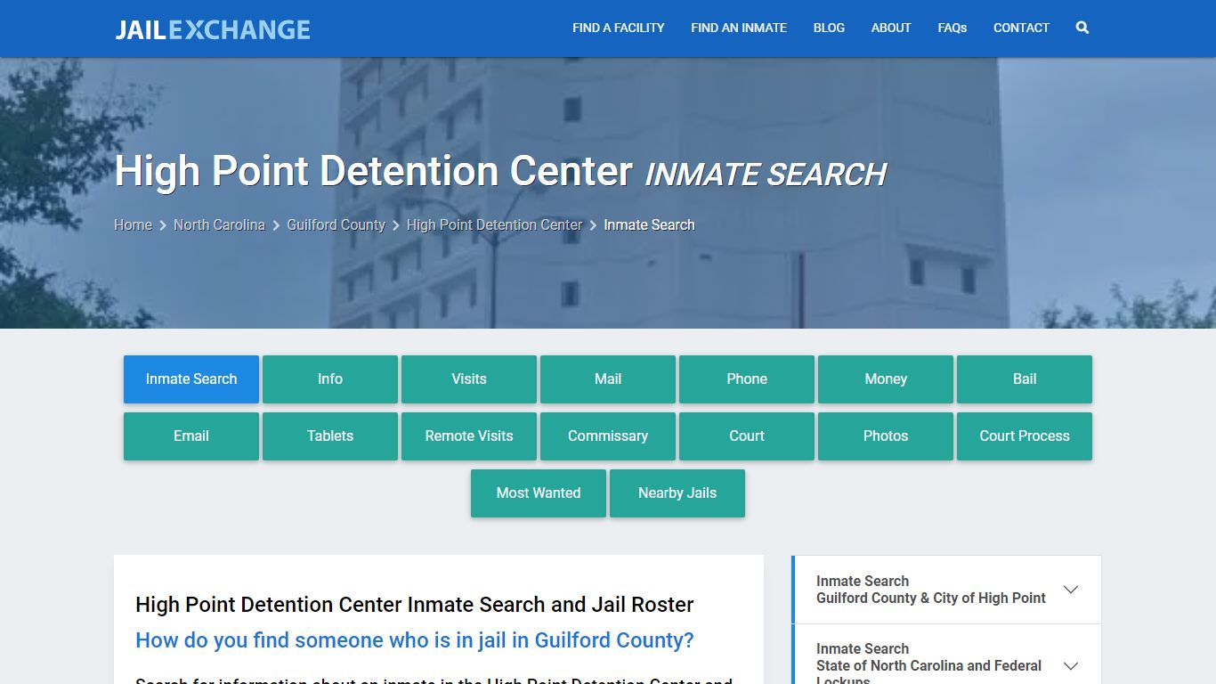 Inmate Search: Roster & Mugshots - High Point Detention Center, NC