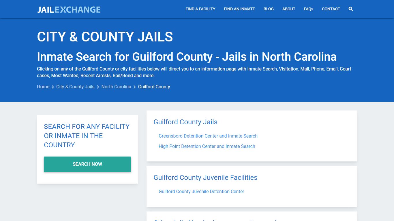 Inmate Search for Guilford County | Jails in North Carolina - Jail Exchange