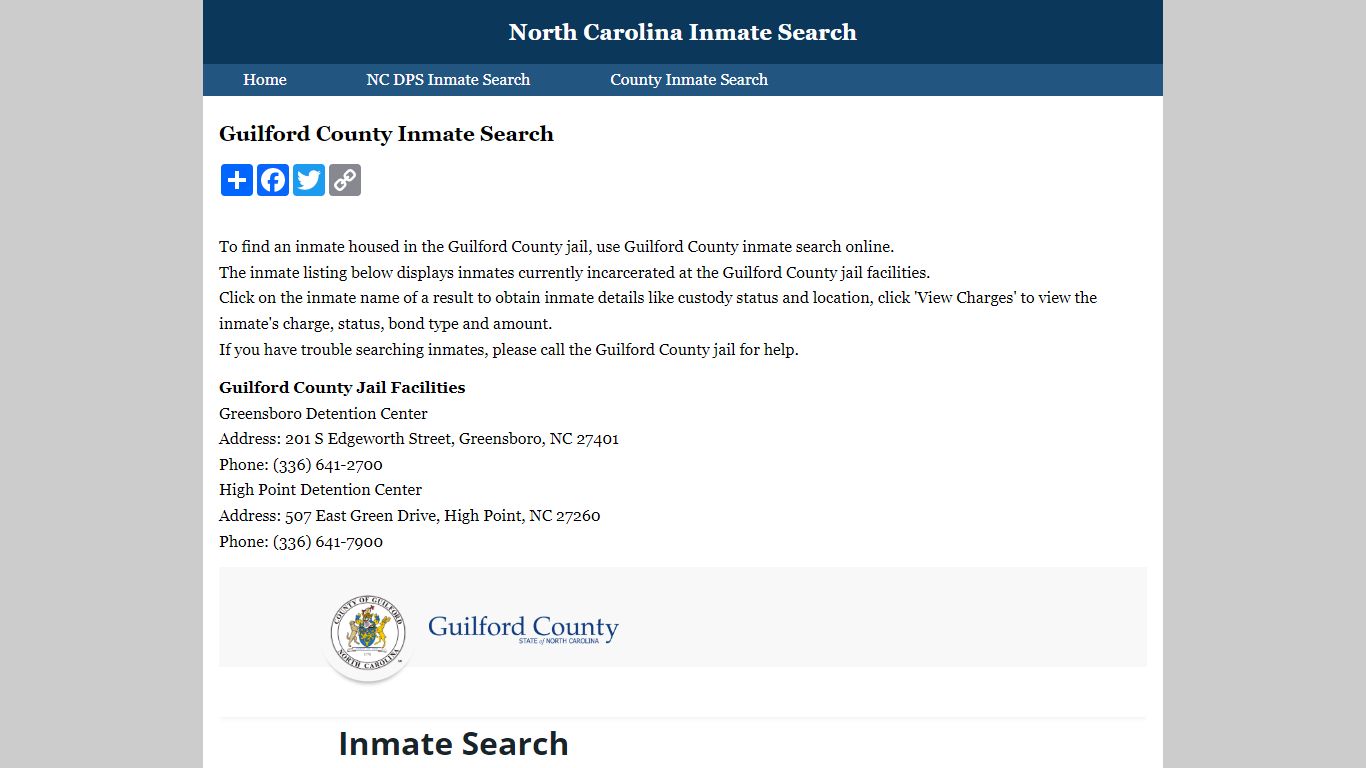 Guilford County Inmate Search